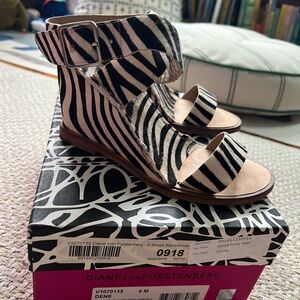 Diane Von Furstenberg Black and White Striped Sandals